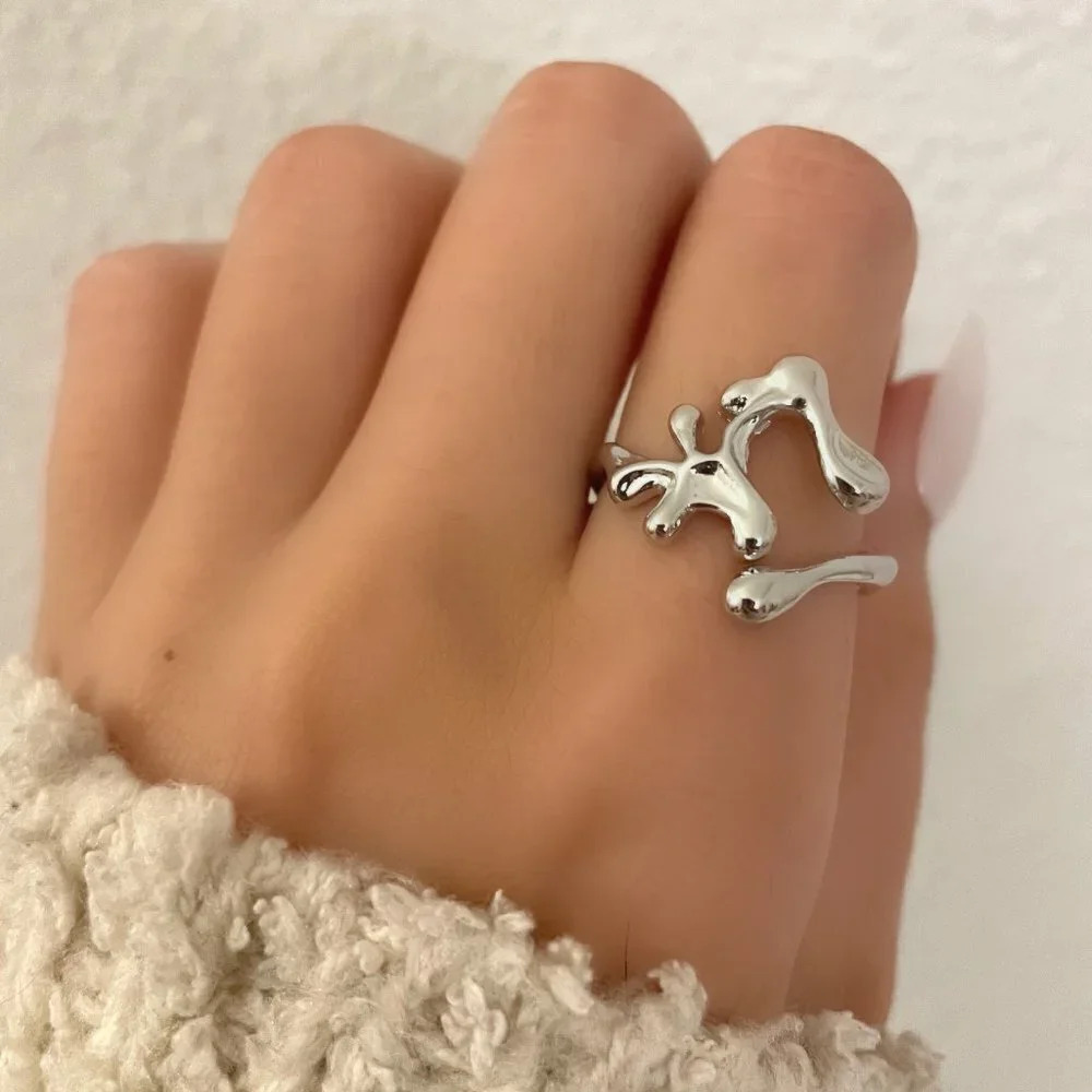 925 Sterling Silver Minimalist Geometric Stackable Dainty Ring Modern Boho Ring